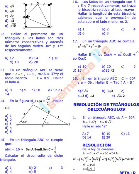 SOLUCIÓN DE UN TRIÁNGULO OBLICUÁNGULO APLICACIONES DEL TEOREMA DEL SENO