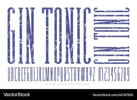 Extra condensed serif font Royalty Free Vector Image