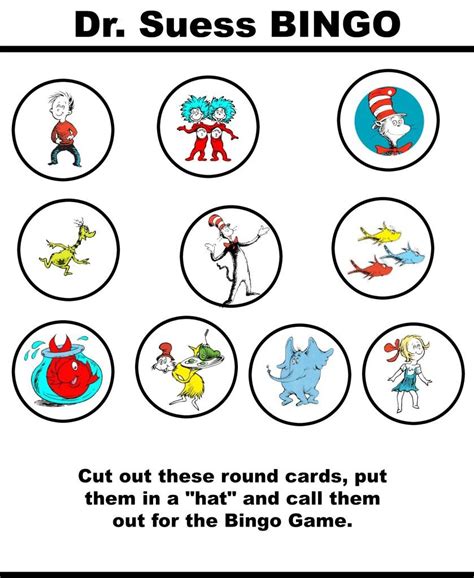 Dr Seuss Printable Bingo Calling Cards Printable Bingo Cards