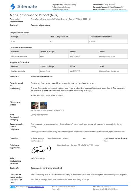 Non Conformance Report Template Smarter Than Word Doc