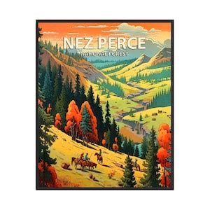 Nez Perce National Forest Poster Art Print, Retro National Park Gifts - Etsy