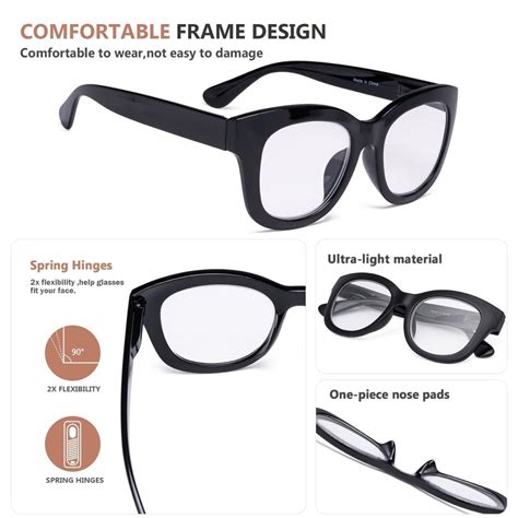 5 Pack Oversized Retro Reading Glasses For Women