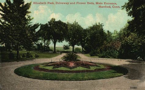 Vintage Postcard 1922 Elizabeth Park Driveway And Flower Beds Hartford Connecticut United States