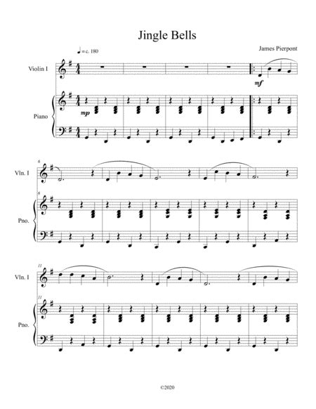 Jingle Bells Solo Violin With Optional Piano Accompaniment Arr B C