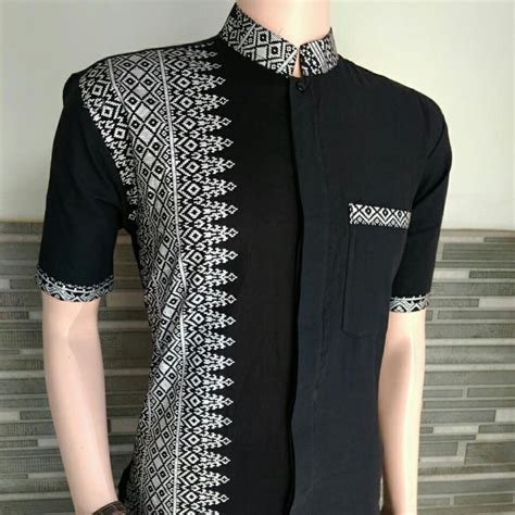 Kemeja Batik Kombinasi Kain Polos