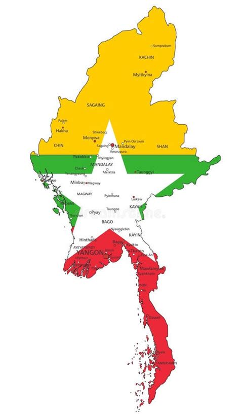 Myanmar Burma Political Map Stock Illustrations Myanmar Burma