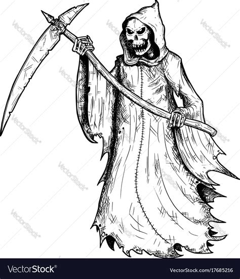 Hand drawing of halloween grim reaper Royalty Free Vector