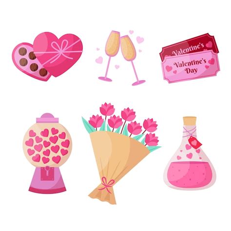 Premium Vector Flat Elements Collection For Valentines Day Celebration