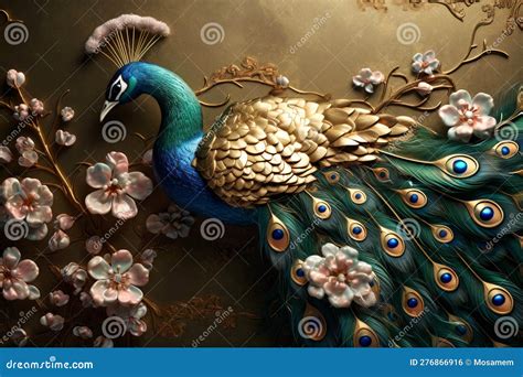 3d Peacock Beautiful Floral Jewelry Wallpaper Seamless 3d Flowers On