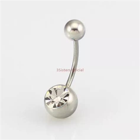 Piercing De Umbigo De Bolinha Strass A O Cir Rgico Cor Prata Mercadolivre