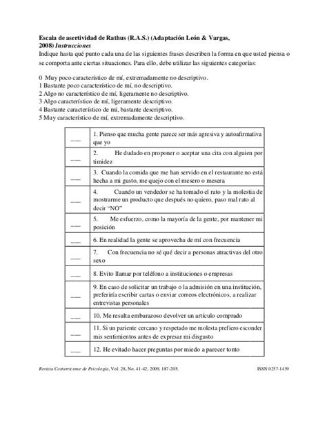 Escala De Asertividad De Rathus Pdf