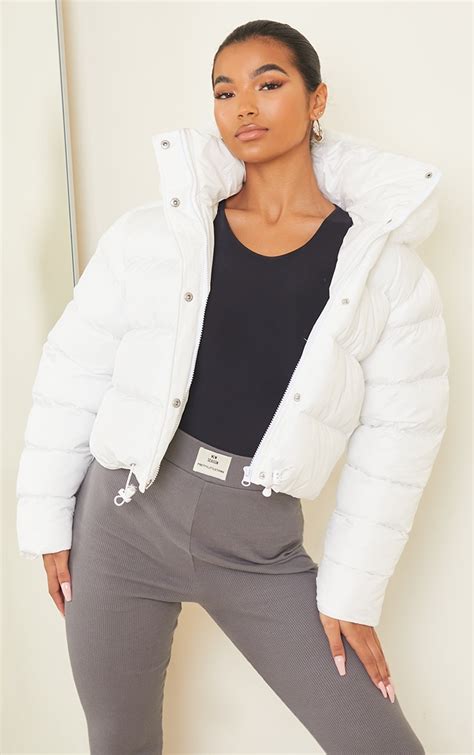 White Faux Fur Hooded Puffer Coat Prettylittlething Ca