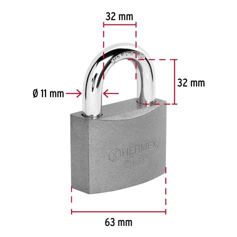 43801 CH 63 TRUPER Candado De Hierro 63 Mm Gancho Corto En Caja Hermex