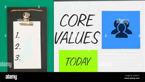 Sign Displaying Core Values Business Approach Belief Person Or