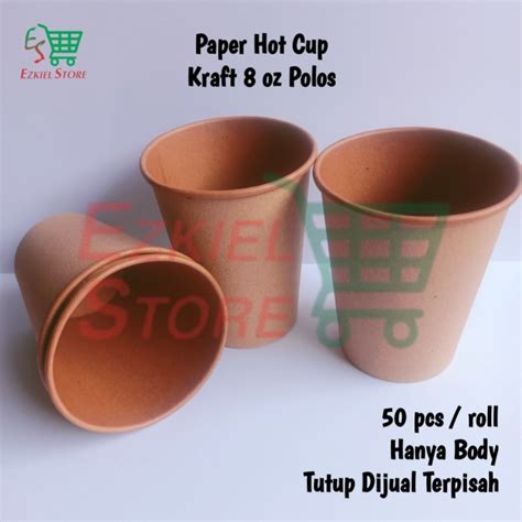 Jual Paper Hot Cup Brown Kraft 8oz Polos Isi 50 Pcs Gelas Kopi Teh Shopee Indonesia
