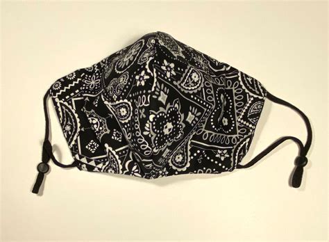 Black Bandana Face Mask Onyx Bandana Face Mask Washable Etsy