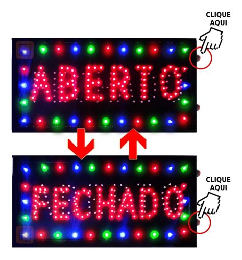 Placa Letreiro Painel Luminoso Led Aberto Fechado 2 Em 1 Frete grátis