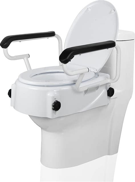 REAQER Raised Toilet Seat With Removable Handles 5 9 Elevated Toilet