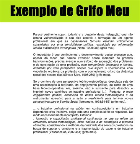 Grifo Meu Significado Abnt Exemplos De Uso E Dicas Projeto Acad Mico