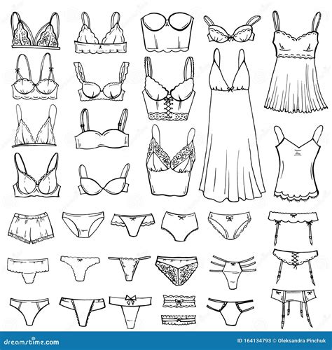 Dessin à Main Ensemble De Lingerie Icône Vectorielle Féminine De Mode