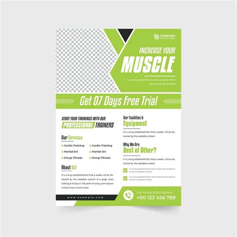 Professional Gym Training Service Promotional Flyer Vector With Green