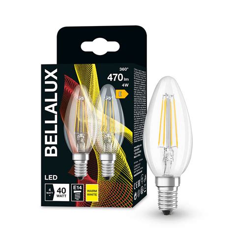 10 X Bellalux LED Filament Lampen Kerzen 4W 40W E14 Klar 470lm