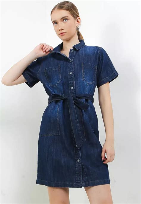 Jual Hush Puppies Womina Denim Shirt Dress Original Zalora