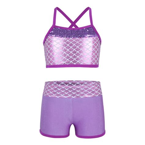 Moggemol Girls Two Piece Gymnastics Leotard Dance Set Polka Dot Crop