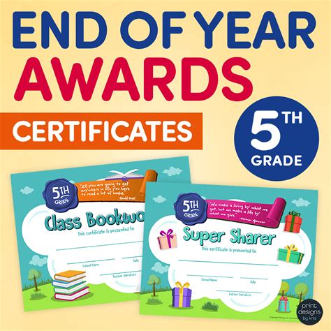 End Of The Year Fifth Grade Student Superlative Awards Certificates