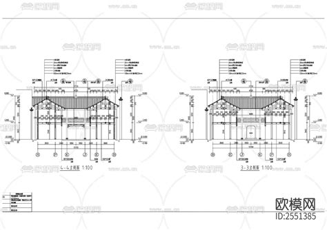 古镇历史民居建筑cad施工图 免费3dmax模型库 欧模网