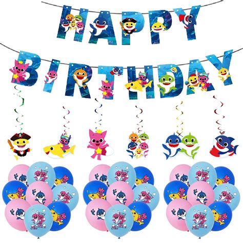 Buy Party Supplies Baby Shark Birthday Decorations Baby Shark Balloons ...