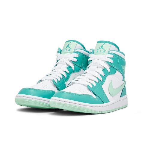 Air Jordan 1 Mid Island Green Womens Dv2229 300 Laced