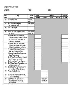 Fillable Online Bsa Troop Troop Form Patrol Duty Rosterxls Fax