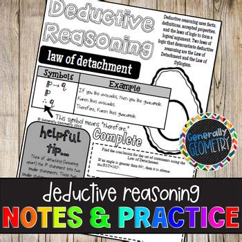 Deductive Reasoning Guided Notes And Practice Worksheet Geometry