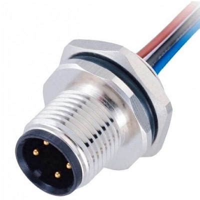 M12 Conector Impermeable M12 Macho De 4 Pines Para Chasis O Impreso