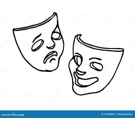 Theatrical Masks of Comedy and Tragedy, Symbols of Joke, Fun, Drama ...