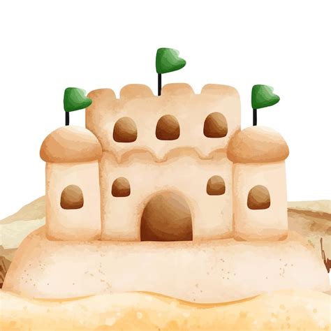 Premium Vector Illustration Of A Sand Castle On The Beach