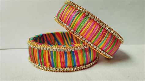 How To Make Designer Bangles Multi Color Silk Thread Bangle Making