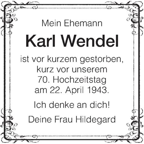 Traueranzeigen Von Karl Wendel Trauer HNA De