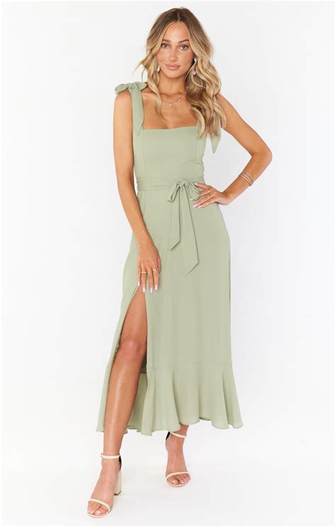 Claire midi dress moss green crisp – Artofit