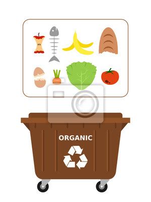 Brown Trash Can With Organic Waste Suitable For Recycling Recycling