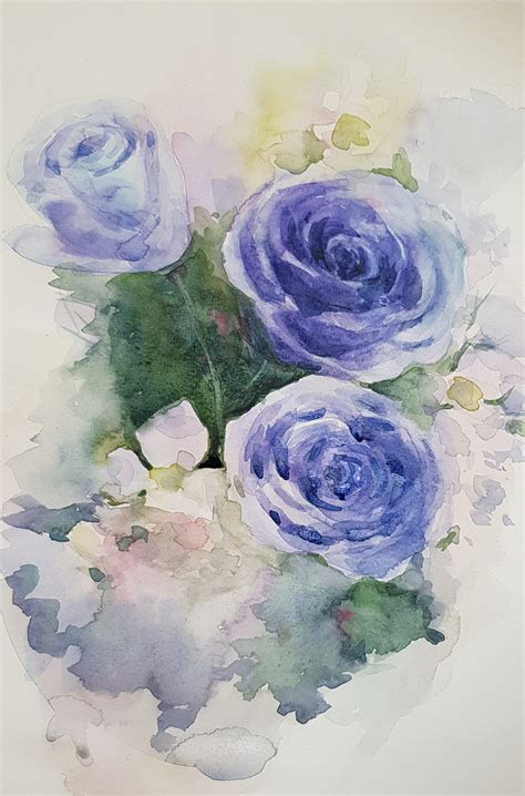 Blue Rose Watercolor