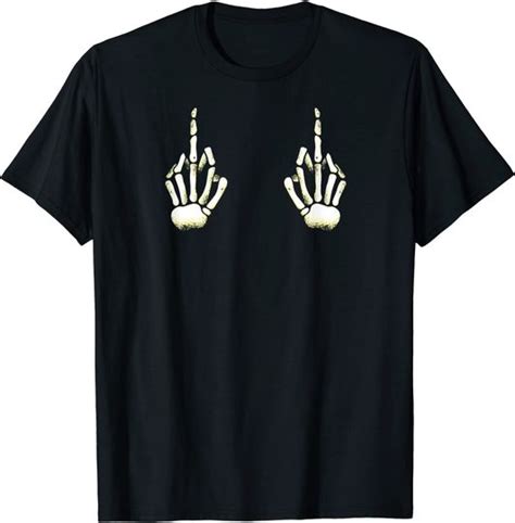 Boob Meme T Shirt Skeleton Middle Finger Hands Boobs Halloween Fuck Off T Shirt Sold By Pregnant