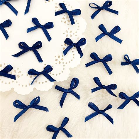 Navy Blue Satin Bows 18 Ribbon Mini Blue Ribbon Bows Dark Blue Bows