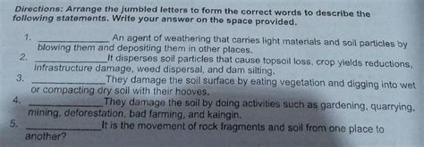 Solved Directions Arrange The Jumbled Letters To Form The Correct