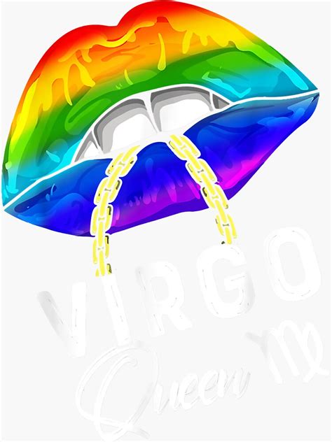 Lgbtq Virgo Queen Lips Zodiac Rainbow Gay Pride Flag Mens Sticker By