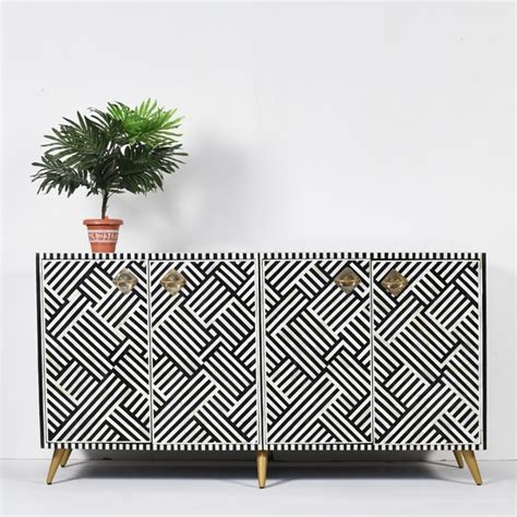 Bone Inlay Geometric Sideboard - Chisel and Log