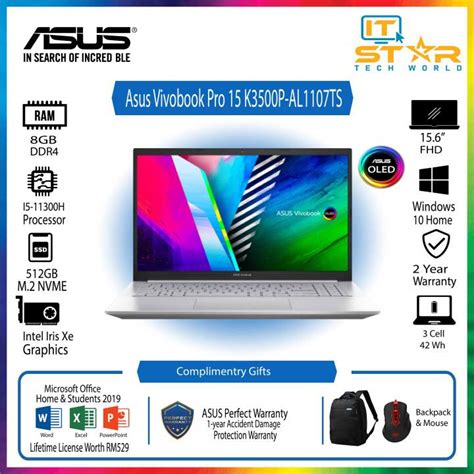Asus Vivobook Pro 15 K3500P-AL1107TS OLED | I5-11300H | RAM 8GB | 512GB ...