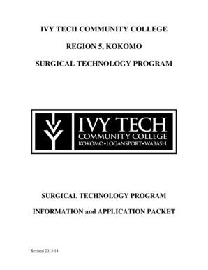 Fillable Online Ivytech IVY TECH COMMUNITY COLLEGE REGION 5 KOKOMO