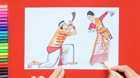 How To Draw Bihu Festival Dance Assamese New Year Youtube